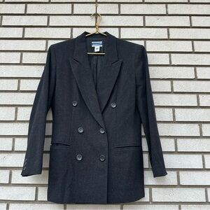 Vintage Pendleton Charcoal Wool Blazer Size 8 Double Breasted Academia Style